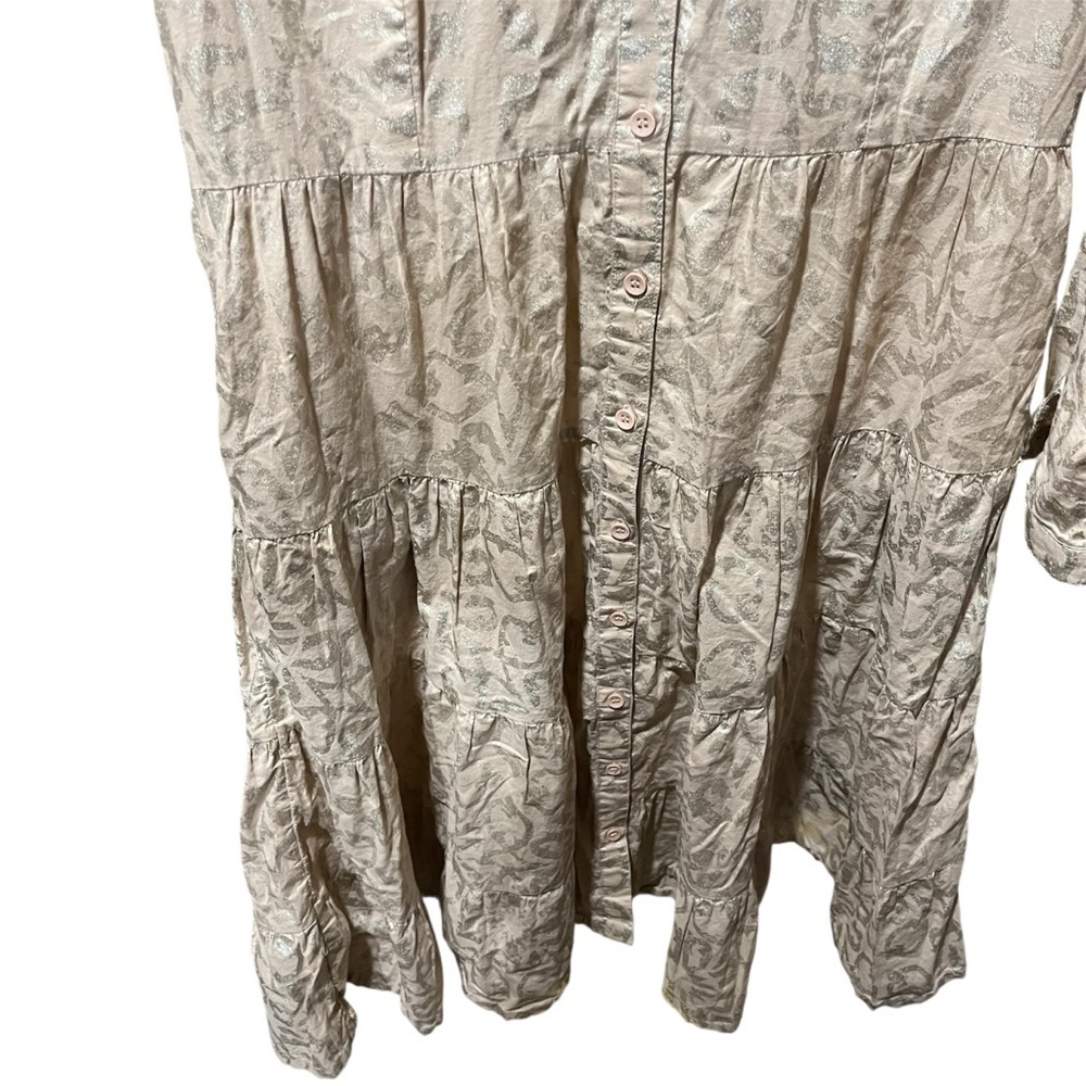 Soft Surroundings Shimmering Tan Long Sleeve Dress 12P - Picture 3 of 10